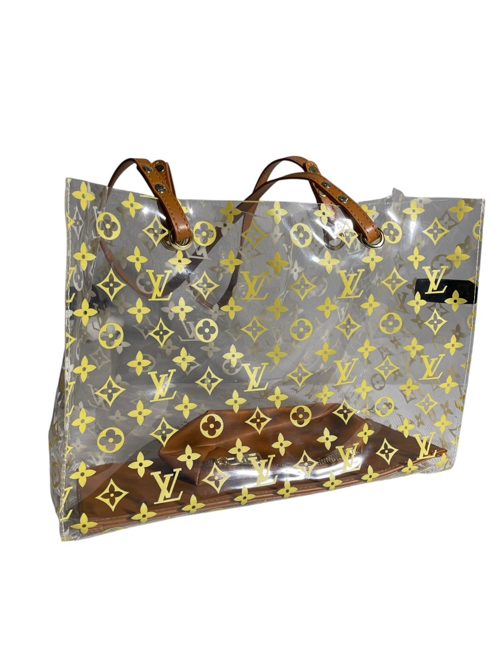 π Womenβs Clear Monogram Oversized Tote Bag with Brown Handles π - Picture 3 of 9